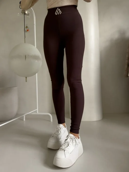 Legginsy FIT logo – czekoladowe ByMe