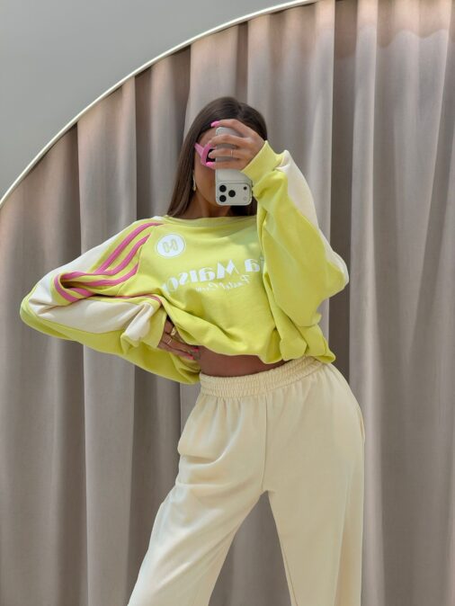Komplet dresowy Pastel Crew Mia Maison yellow/cream